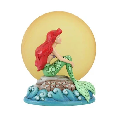 Disney Little Mermaid Ariel Sitting on Rock by Moon Statue Jim Shore