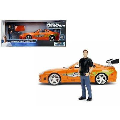 Model Car - 1:24 F&F Brian's 1996 Toyota Supra Orange (w/ Brian O'Cornner Figure)
