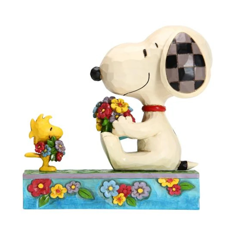 Iconix Peanuts Snoopy & Woodstock with Flowers Statue Jim Shore