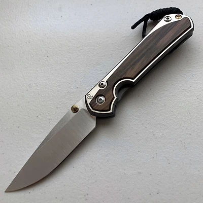 CRK Large Sebenza 31 Knife (Macassar Ebony Inlay) [3.61" Stonewash MagnaCut] L31-1116