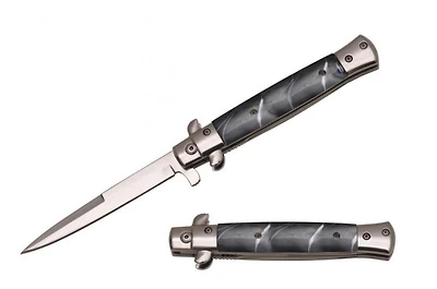 9" Stiletto BK Pearl Spring Assisted Pocket Knife