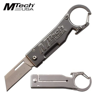 MTech Silver Folding Pocket Knife w/ Bottle Opener