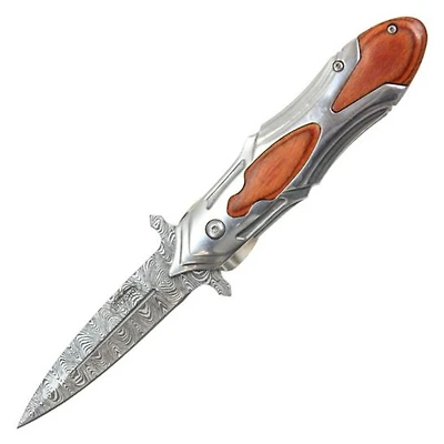 Medieval Dagger Damascus Finish Wood Pocket Knife