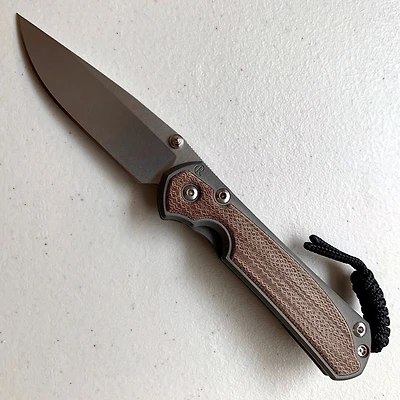 CRK Small Sebenza 31 Manual Knife (Natural Micarta Insert) [2.99" Plain Stonewash] Drop Point