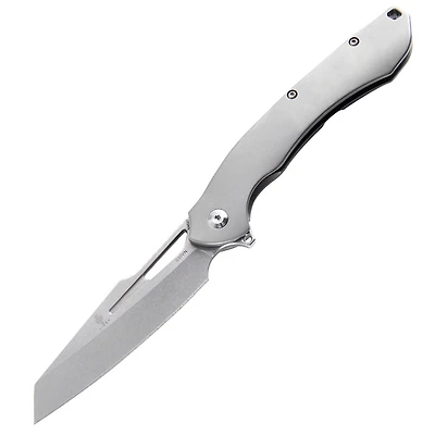 Kizer Raja Manual Knife Frame Lock Gray Titanium [3.74" Stonewash S35VN] Reverse Tanto Ki4537