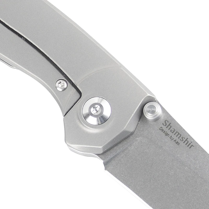 Kizer Shamshir Manual Knife Frame Lock Contoured Titanium [3.24" Stonewash S35VN] Trailing Point Ki4517