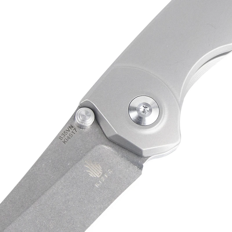 Kizer Shamshir Manual Knife Frame Lock Contoured Titanium [3.24" Stonewash S35VN] Trailing Point Ki4517