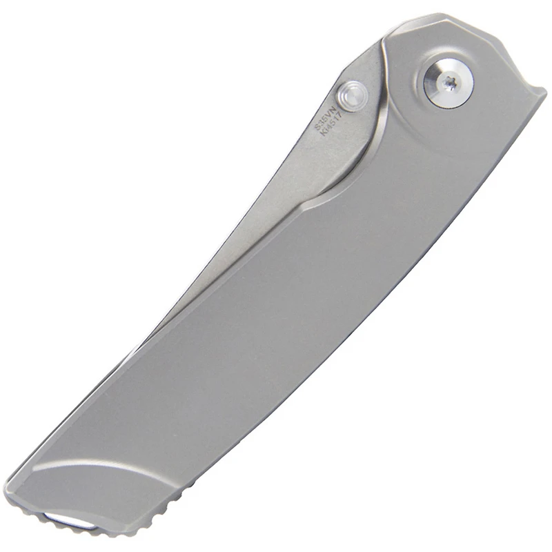 Kizer Shamshir Manual Knife Frame Lock Contoured Titanium [3.24" Stonewash S35VN] Trailing Point Ki4517