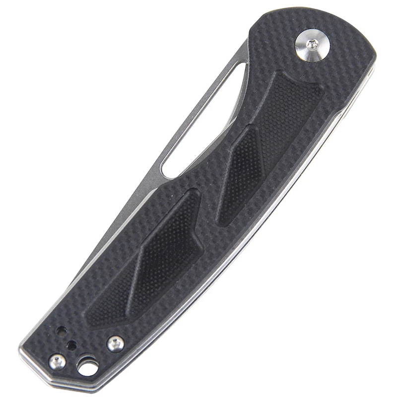 Kizer Yukon Manual Knife Liner Lock Black G-10 [3.375" Stonewash N690] Drop Point V4004