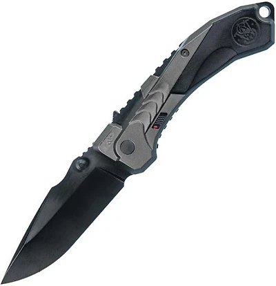 Smith & Wesson M&P M2.0 Spring Assisted Knife Liner Lock Black Aluminum [3.27" Serrated Black] Drop Point