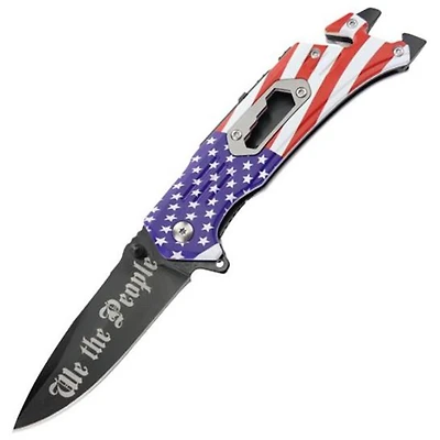 American Flag We The People Rescue AO Pocket Knife