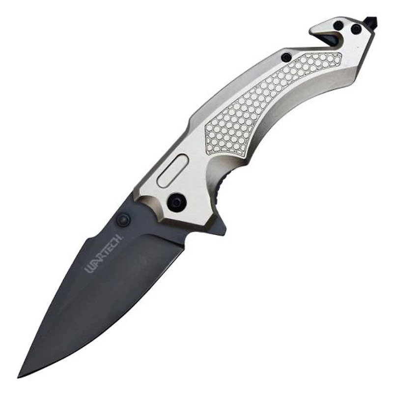 Wartech Rescue Grey Handle (BLACK) Blade AO Pocket Knife