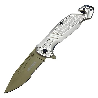 Wartech Rescue Serrated Grey Handle (GOLD) Blade AO Pocket Knife