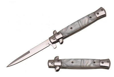 9" Stiletto WT Pearl Spring Assisted Pocket Knife