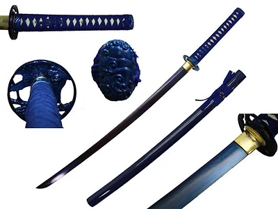 40.25" Blue Damascus Handmade Samurai Sword
