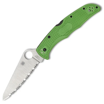 Pacific Salt 2 Green Serrated FRN (3.40" Satin LC200N) Spyderco C91FPGR2