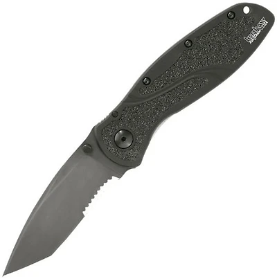 Kershaw Blur Spring Assisted Knife Black Aluminum [ 3.375" Serrated Black ] Tanto 1670TBLKST
