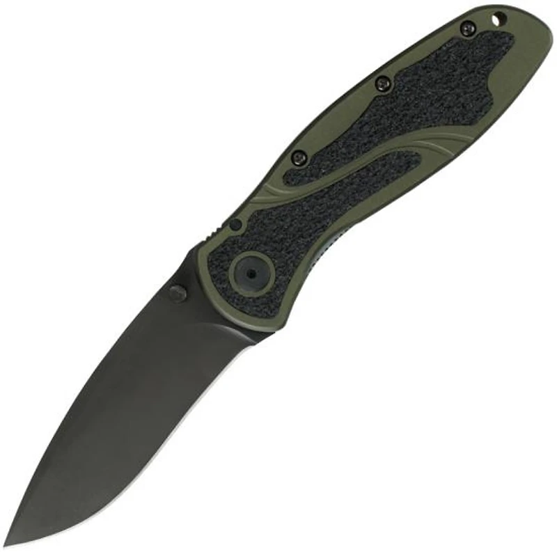 Kershaw Blur Spring Assisted Knife OD Green Aluminum [ 3.375" Plain Black ]  Drop Point 1670OLBLK
