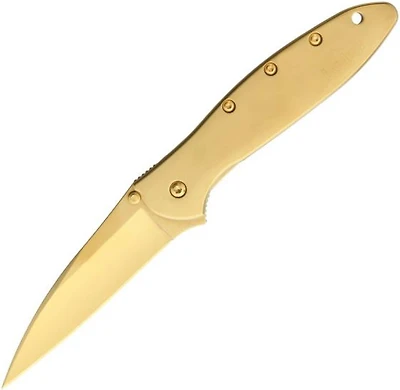 Kershaw Leek Spring Assisted Knife Gold Stainless Steel [ 3.00" Plain Gold ] Wharncliffe KS1660G