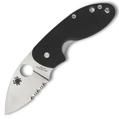 Spyderco Insistent Manual Knife Black G-10 [ 2.48" Serrated Satin ] Drop Point C246GPS