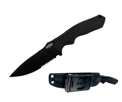 S-tec Tactical Hunting Knife Drop Point Serrated w/ Kydex Sheath 9.5" G10 Handle