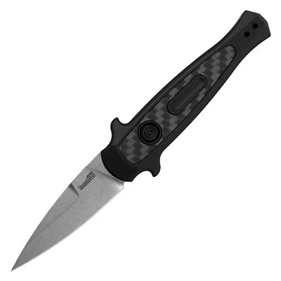 Kershaw Launch 12 Automatic Knife Black Aluminum [ 2.50" Plain Stonewash ] Bayonet K7125