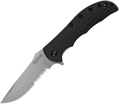 Kershaw Volt Spring Assisted Knife Black GFN [ 3.25" Serrated Bead Blast ] Drop Point KS3650STX