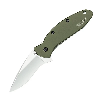 Kershaw Scallion Spring Assisted Knife OD Green Aluminum [ 2.50" Plain Bead Blast ] Drop Point 1620OL