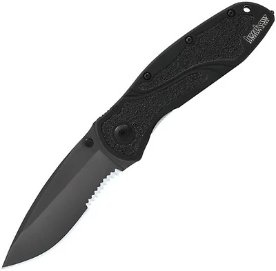Kershaw Blur Spring Assisted Knife Black Aluminum [ 3.375" Serrated Black ] Drop Point 1670GBBLKST