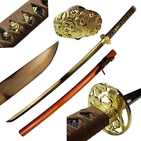 40.25" Gold Damascus Handmade Samurai Sword