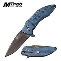 Mtech Grey Tinite BLUE Folding Pocket Knife