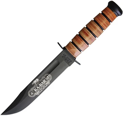 Ka-Bar 120th Anniversary USMC Fixed Blade Knife Brown Leather [7.00" Plain Black] Clip Point 9191