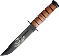 Ka-Bar 120th Anniversary USMC Fixed Blade Knife Brown Leather [7.00" Plain Black] Clip Point 9191