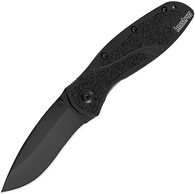 Kershaw Blur Linerlock Spring Assisted Knife Black Aluminum [3.375" Plain Black] Drop Point