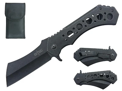 S-tec Cleaver blade Grey Stonewash Pocket Knife 12"