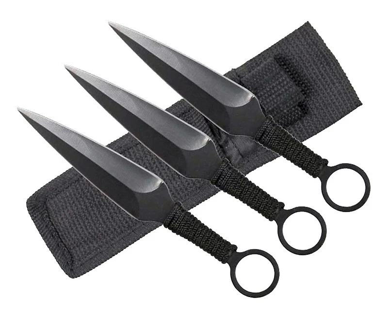 Black Kunai Throwing Knife 3pc Set 6.5"
