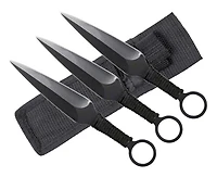 Black Kunai Throwing Knife 3pc Set 6.5"