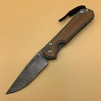 CRK Large Sebenza 31 Manual Knife (Inlay Natural Canvas Micarta) [3.625" Plain Damascus] Drop Point