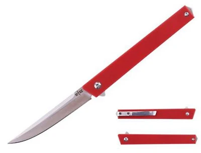 Stec Slim Red G-10 Flipper Pocket Knife