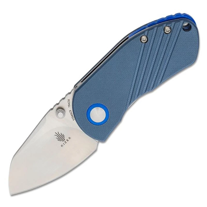 Kizer Contrail Manual Knife Liner Lock Blue G-10 [2.00" Satin 154CM] Sheepsfoot V2540C3