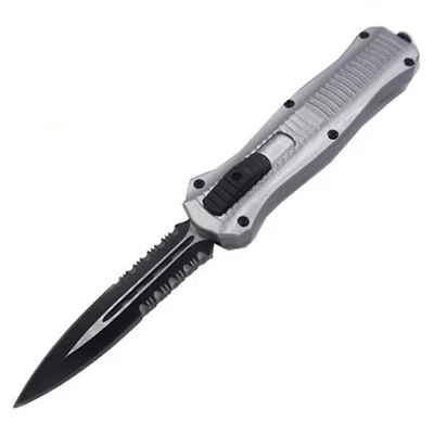 OTF (SILVER) Double Edge Serrated OTF Blade