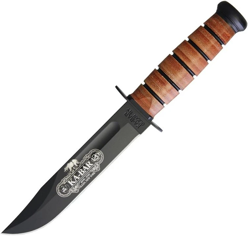 Ka-Bar 120th Anniversary US Army Fixed Blade Knife Brown Leather [7.0" Plain Black] Clip Point 9190
