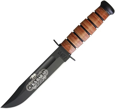 Ka-Bar 120th Anniversary US Navy Fixed Blade Knife Black Leather [7.00" Plain Black] Clip Point 9192