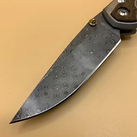 CRK Small Sebenza 31 Manual Knife (Bog Oak Inlay) [2.94" Plain Damascus Raindrop] Drop Point