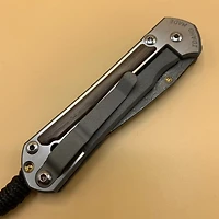 CRK Small Sebenza 31 Manual Knife (Bog Oak Inlay) [2.94" Plain Damascus Raindrop] Drop Point