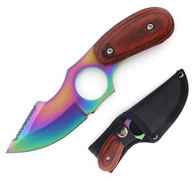 Wood Handle Fixed Blade 6.3" (Rainbow)