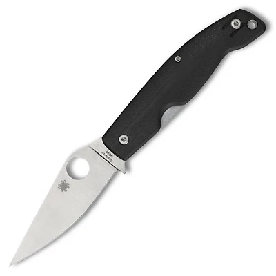 Spyderco Pattadese Folding Knife Liner Lock Black G-10 (3.90" Satin M390) C257GP
