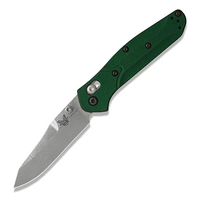 Benchmade Mini Osborne Manual Knife Green Aluminum [2.92" Plain Satin] Reverse Tanto 945