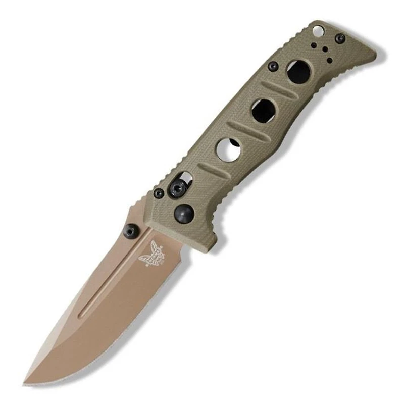 Benchmade Mini Adamas Folding Knife AXIS Lock Olive G-10 [3.30" Brown Cru-wear] 273FE-2