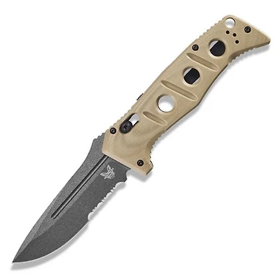Benchmade Adamas Automatic [Serrated] AXIS Lock Tan G-10 [3.80" Gray Cru-wear] 2750SGY-3